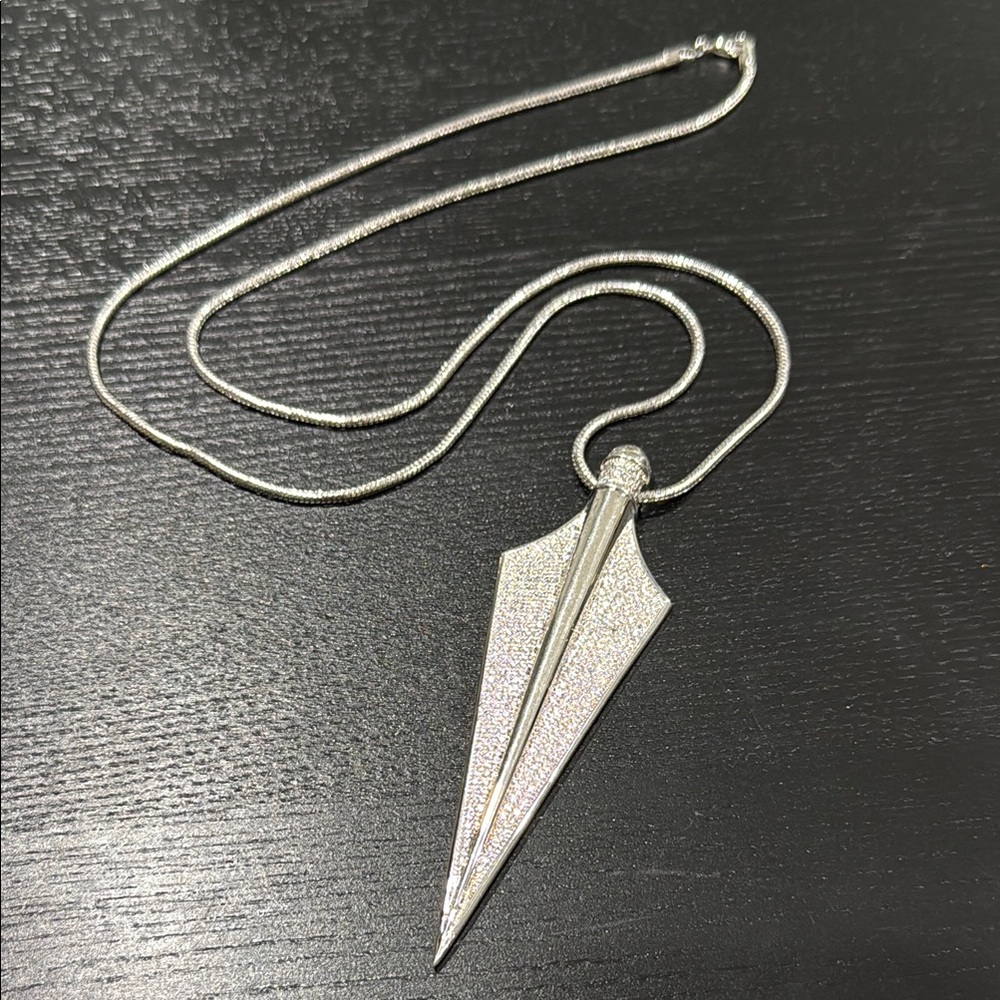 Onathan Arrowhead Pendant Rhodium Plated Pave Cubic Zirconia Stone Necklace